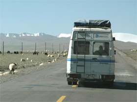 Driving in Tibet through Qinghai Tibet Highway